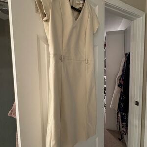 Mango Cream Sheath Mini Dress V-neck Sleeveless